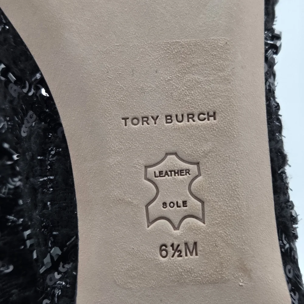 Tory Burch Chelsea Tweed Ballet Flat in Perfect Black. Sz. 6.5
